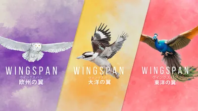 WINGSPAN (ウイングスパン): 欧州の翼 + WINGSPAN (ウイングスパン): 大洋の翼 + WINGSPAN (ウイングスパン): 東洋の翼のパッケージ画像